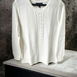 NEW KAREN SCOTT Winter White Cable Knit Sweater